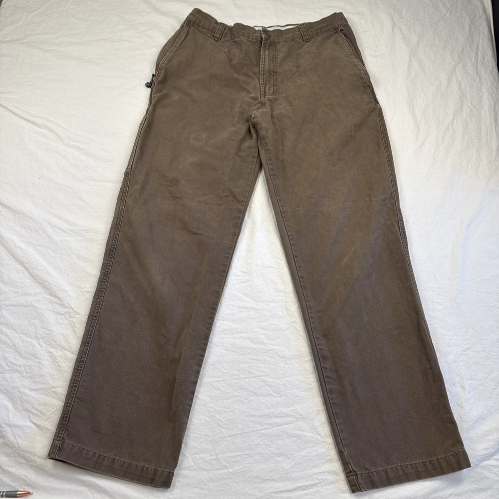 Columbia Pants Mens 32x32 Brown Carpenter Canvas Workwear Stretch Casual